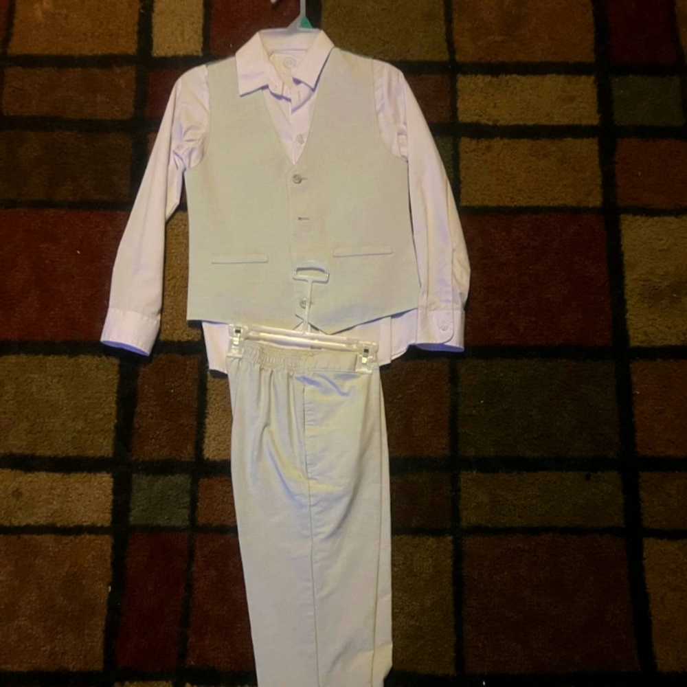 Boys three piece suit long sleeve shirt is a very soft lavender